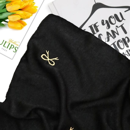  شال کوپرا گلدوزی پاپیون مشکی